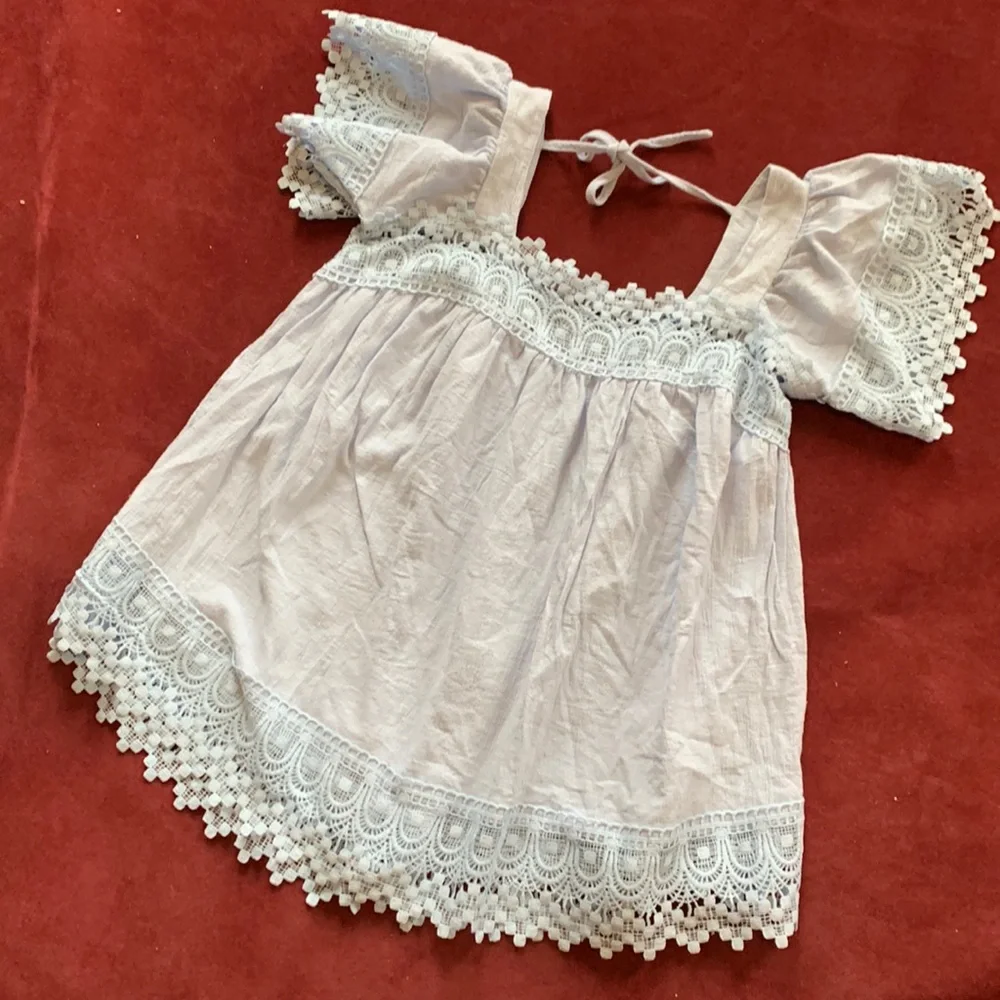 ✨WORN ONCE✨ Square Neck Lace Crochet Flowy Casual Boho Blouse - Picture 3 of 12